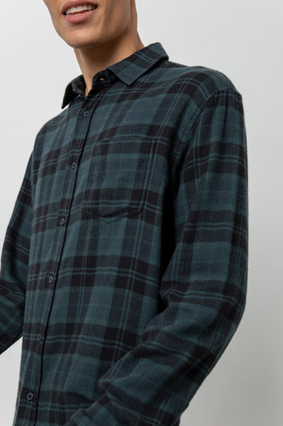 Rails Men's Lennox L/S - Emerald/Onyx