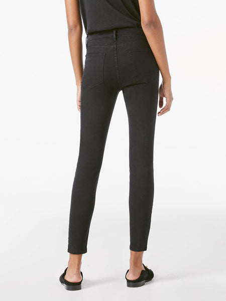 FRAME Le High Skinny Noir Sateen in Black