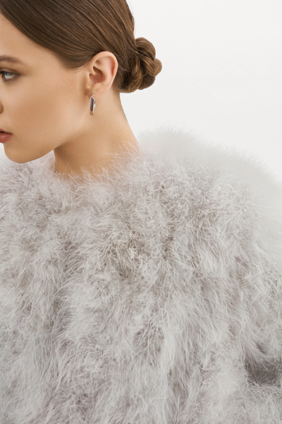 LAMARQUE Deora Feather Jacket in Light Grey