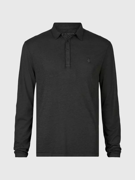 John Varvatos MARTY LS Burnout Polo - Charcoal Htr