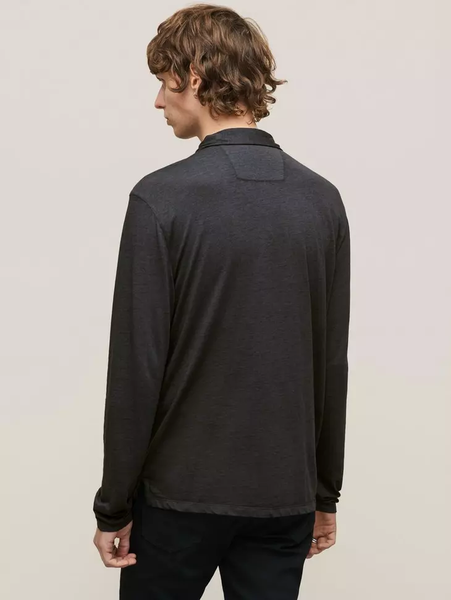 John Varvatos MARTY LS Burnout Polo - Charcoal Htr