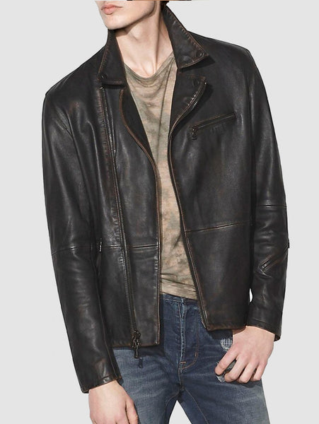 John Varvatos NAILHEAD LEATHER BIKER JACKET - Black