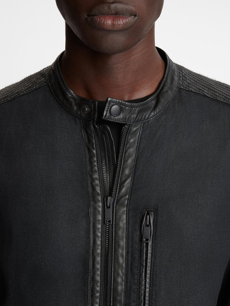 John Varvatos CORY COATED CANVAS JACKET Black