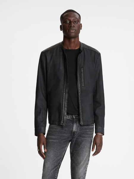 John Varvatos CORY COATED CANVAS JACKET Black
