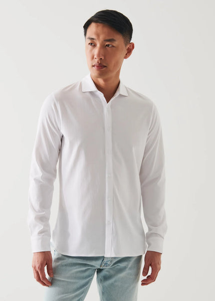 Patrick Assaraf LS Button Front Shirt - White