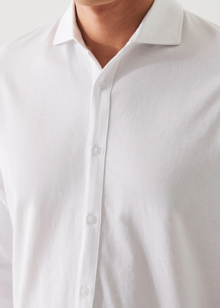 Patrick Assaraf LS Button Front Shirt - White