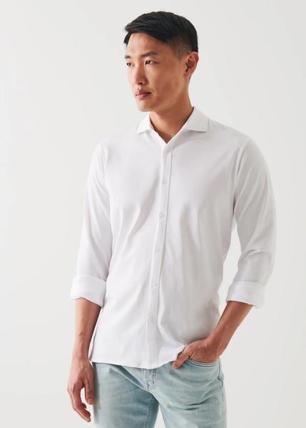 Patrick Assaraf LS Button Front Shirt - White