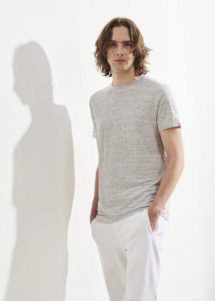 Patrick Assaraf Light Weight Linen T-Shirt - Mist Melange