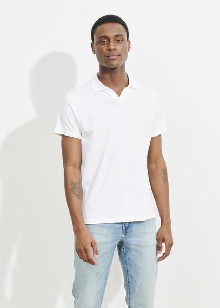 Patrick Assaraf Pima Cotton Stretch Open Polo - White