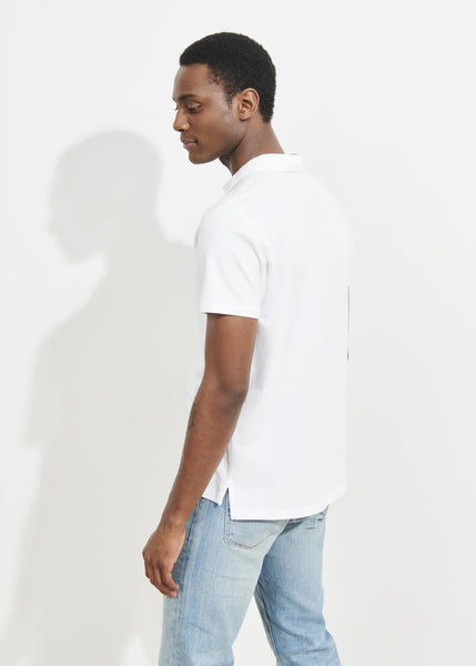 Patrick Assaraf Pima Cotton Stretch Open Polo - White