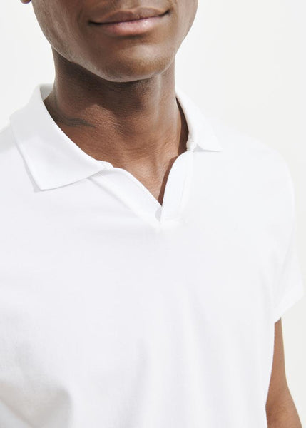 Patrick Assaraf Pima Cotton Stretch Open Polo - White