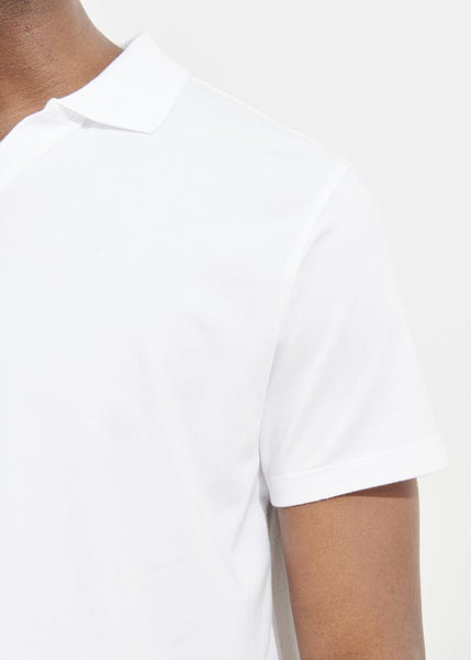 Patrick Assaraf Pima Cotton Stretch Open Polo - White