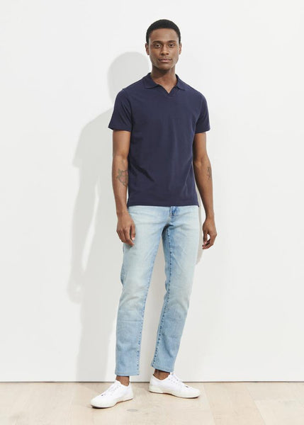 Patrick Assaraf Pima Cotton Stretch Open Polo - Midnight