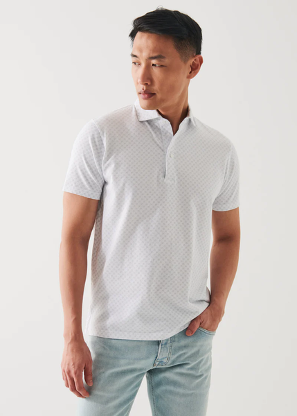 Patrick Assaraf SS Polo All Over Print - White