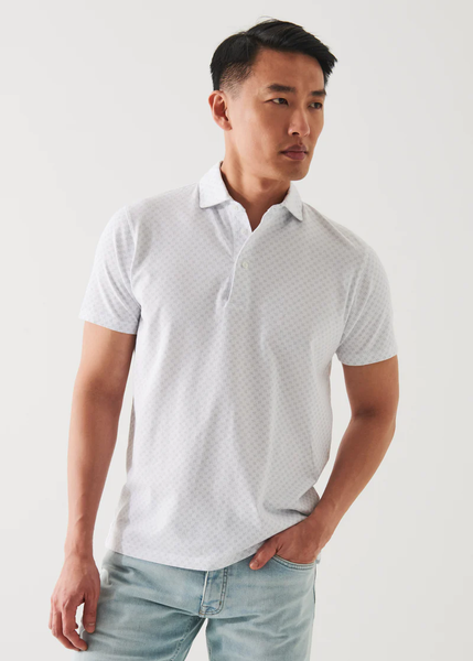 Patrick Assaraf SS Polo All Over Print - White