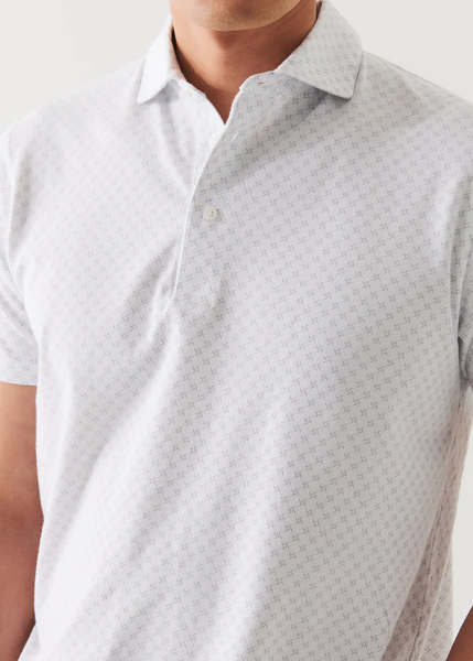Patrick Assaraf SS Polo All Over Print - White