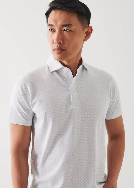 Patrick Assaraf SS Polo All Over Print - White