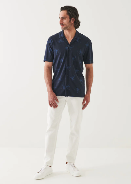 Patrick Assaraf SS Camp Collar All Over Print - Midnight