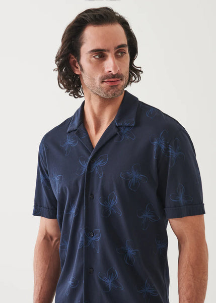 Patrick Assaraf SS Camp Collar All Over Print - Midnight