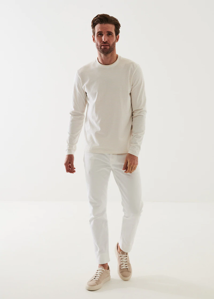 Patrick Assaraf Pima Cotton Stripe Crew  - White