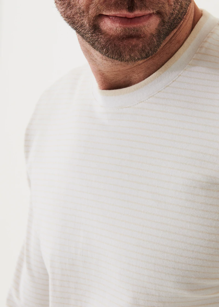Patrick Assaraf Pima Cotton Stripe Crew  - White