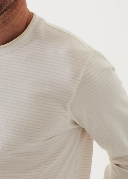 Patrick Assaraf Pima Cotton Stripe Crew  - White