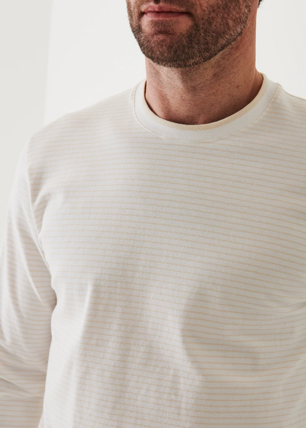 Patrick Assaraf Pima Cotton Stripe Crew  - White