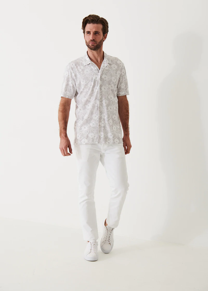 Patrick Assaraf SS Camp Collar All Over Print - Dim Grey