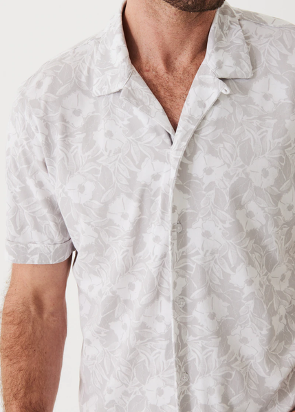 Patrick Assaraf SS Camp Collar All Over Print - Dim Grey