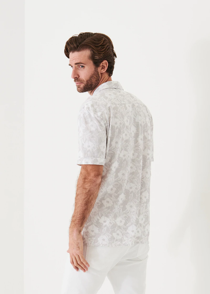 Patrick Assaraf SS Camp Collar All Over Print - Dim Grey