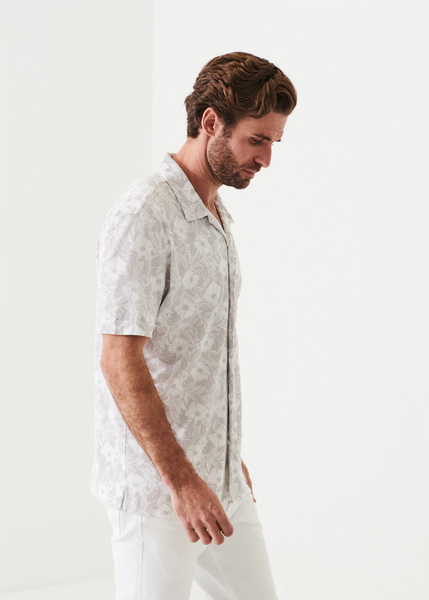 Patrick Assaraf SS Camp Collar All Over Print - Dim Grey