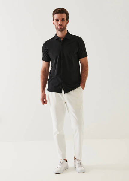 Patrick Assaraf Pima Cotton Button Front Shirt - Black