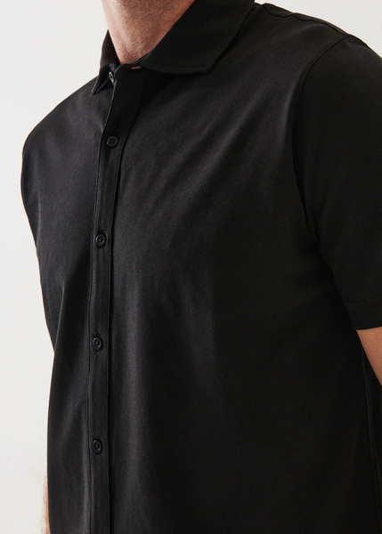 Patrick Assaraf Pima Cotton Button Front Shirt - Black