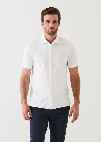 Patrick Assaraf Pima Cotton Button Front Shirt - White