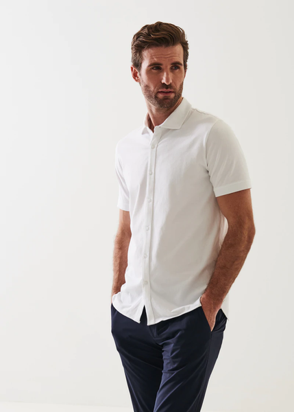 Patrick Assaraf Pima Cotton Button Front Shirt - White