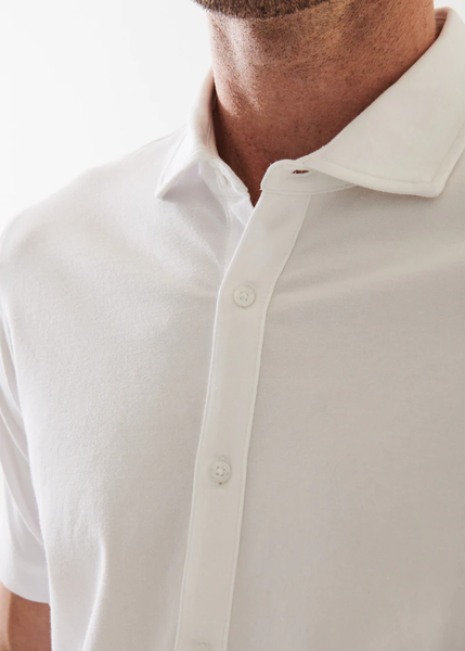 Patrick Assaraf Pima Cotton Button Front Shirt - White