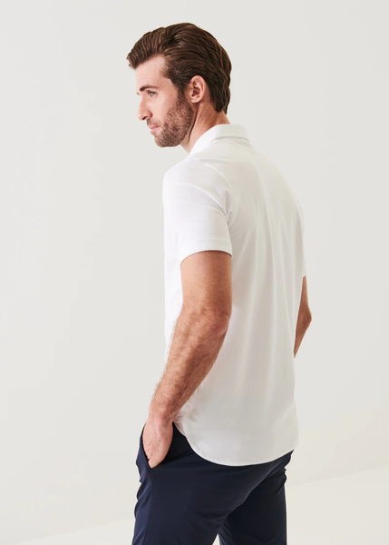 Patrick Assaraf Pima Cotton Button Front Shirt - White