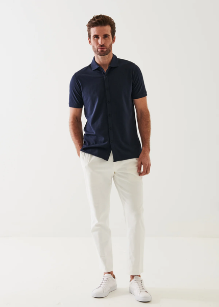 Patrick Assaraf Pima Cotton Button Front Shirt - Midnight