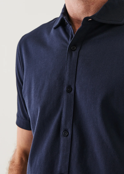 Patrick Assaraf Pima Cotton Button Front Shirt - Midnight