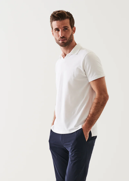 Patrick Assaraf Pima Cotton Stretch Open Polo - White