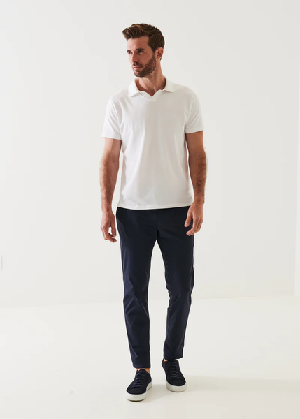 Patrick Assaraf Pima Cotton Stretch Open Polo - White