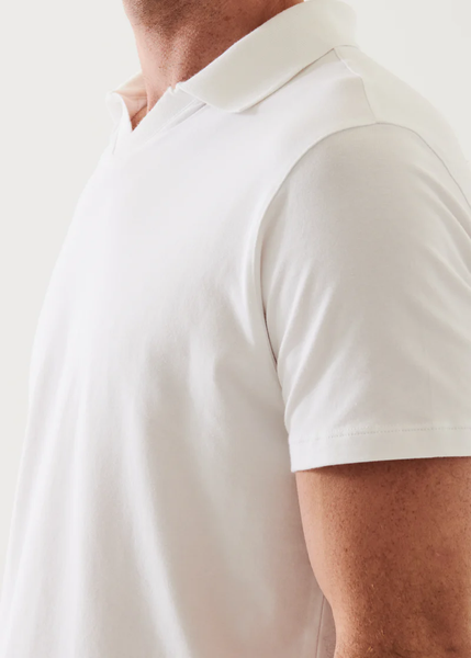 Patrick Assaraf Pima Cotton Stretch Open Polo - White