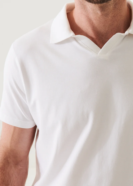 Patrick Assaraf Pima Cotton Stretch Open Polo - White
