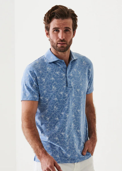 Patrick Assaraf SS Iconic Print Polo - Cerulean Floral