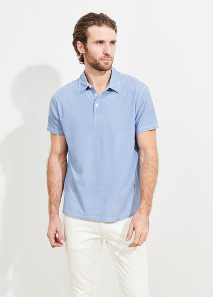 Patrick Assaraf SS All Over Print Polo - Light Blue