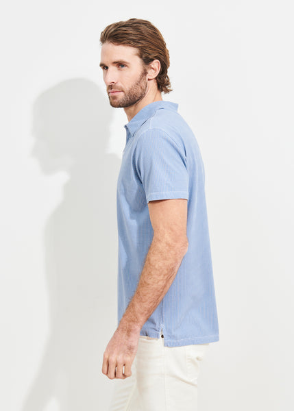 Patrick Assaraf SS All Over Print Polo - Light Blue