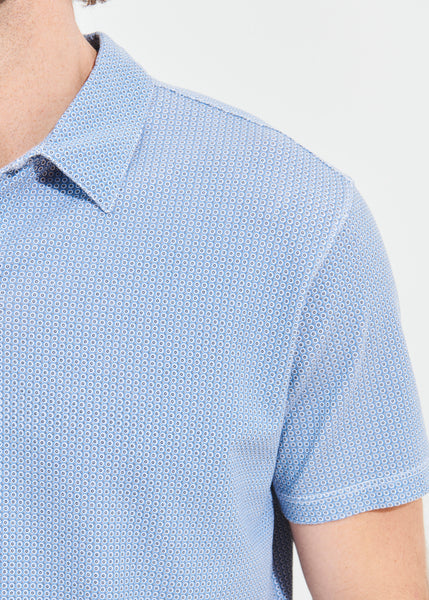 Patrick Assaraf SS All Over Print Polo - Light Blue