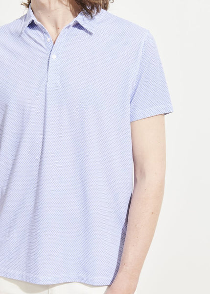 Patrick Assaraf SS All Over Print Polo - China Blue