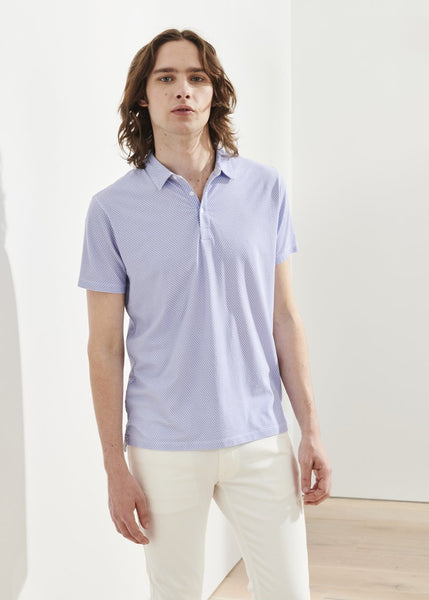 Patrick Assaraf SS All Over Print Polo - China Blue