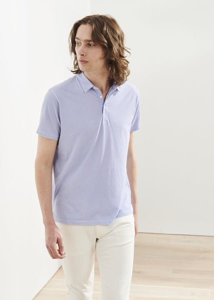 Patrick Assaraf SS All Over Print Polo - China Blue